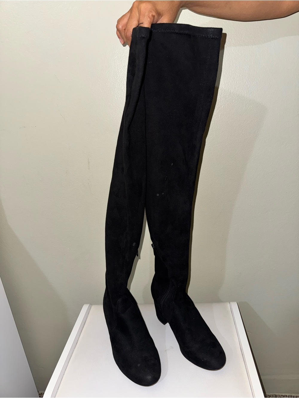 Women's Black Over-the-Knee Suede Boots